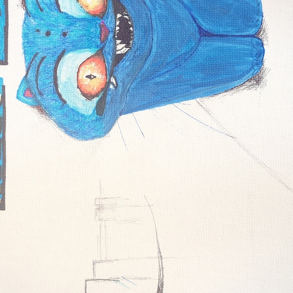 Kpop Demon Hunters Inspired 8"X10" Blue Cat Art Canvas: "Hello Friend!" - Picture 5 of 9